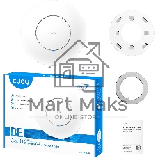 Точка доступа Wi-Fi CUDY BE3600 Wi-Fi 7 2 5G Access Point BE3600 Dual Band Ceiling Mount Wi-Fi 7 Access Point, Chipset Broadcom, 802.11be/ax/ac/a/b/g/n, 2880Mbps at 5GHz +688Mbps at 2.4GHz, 1 x 2.5G RJ45 Port, MU-MIMO, Support 12V DC or 802.3at PoE or Passive PoE, Internal Antennas, 12V DC adapter included, Cudy