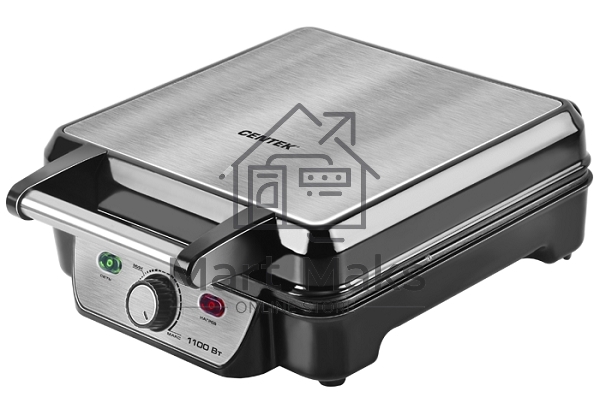 Вафельница Centek CT-1453 1100Вт Вафли- венские х4, 240х240мм, антипригарное покрытие, нерж сталь