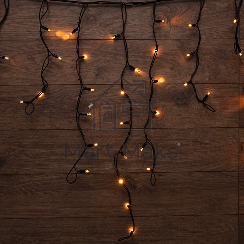 Гирлянда «Айсикл» («Бахрома») светодиодная 3,2х0,9 м, 120 LED, черный провод каучук, теплое белое свечение NEON-NIGHT