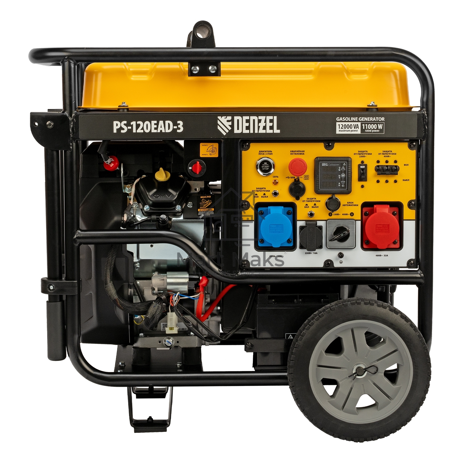 Электрогенератор бензиновый Denzel PS-120EAD-3, 12 кВт, 110 дБ, 180 кг