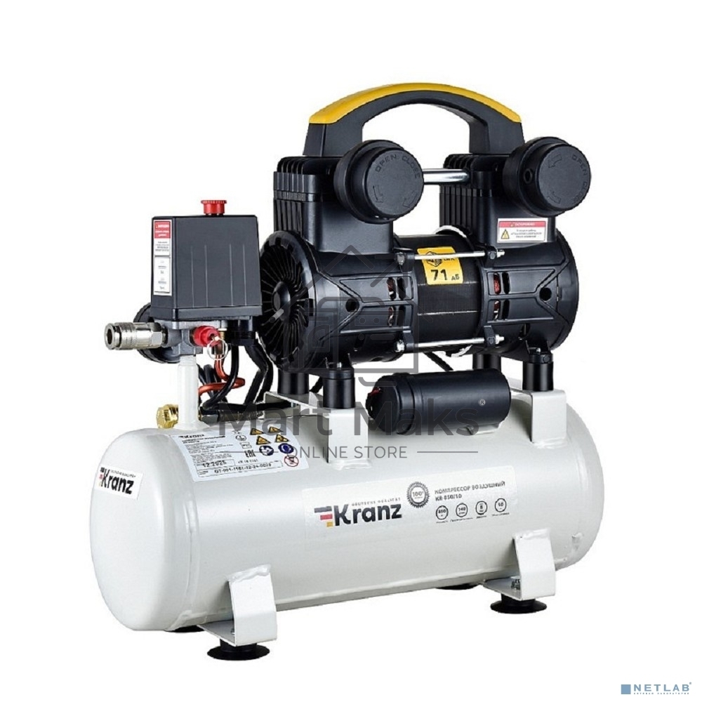 Компрессор воздушный Kranz KR-850/10, 850Вт, 140 л/мин, 10л