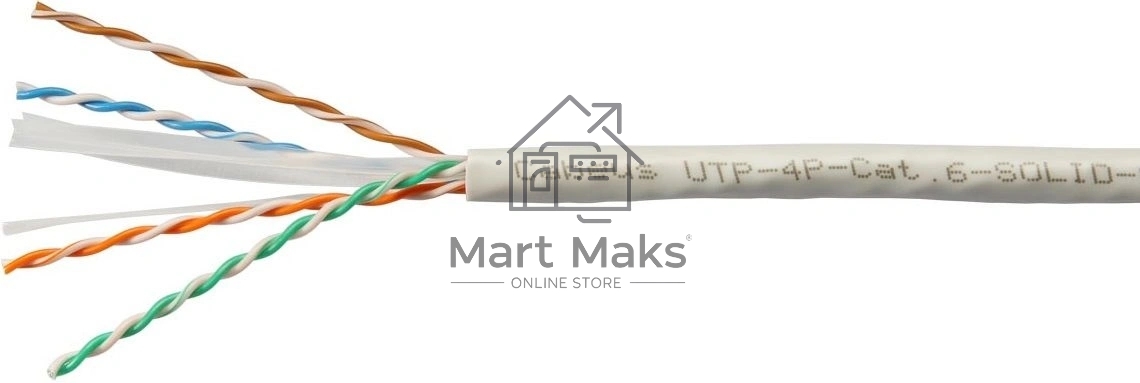 Кабель информационный Cabeus UTP-4P-CAT.6-SOLID-GY кат.6 U/UTP 4 пары PVC внутренний 305м серый