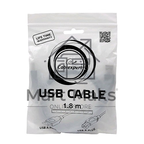 Кабель USB 2.0 Pro Cablexpert CCP-USB2-AMBM-6G, AM/BM, 1.8м, экран, серый