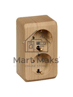 Розетка 2-м ОП Этюд Дача 16А защ. шторки с заземл. сосна SchE PA16-008D