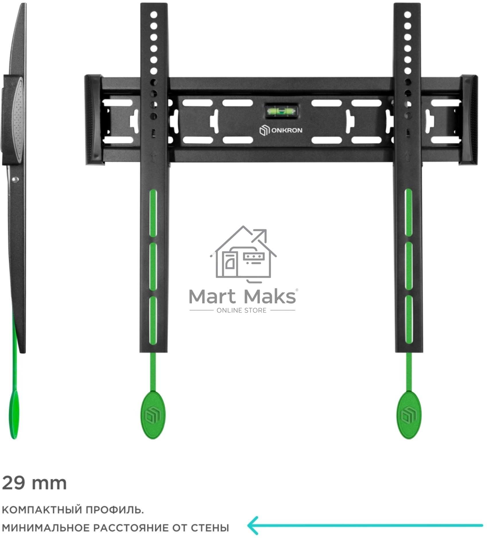 Кронштейн ONKRON FM5 / 32-55'' макс 400*400 наклон 0º от стены: 29мм макс вес 56,8кг