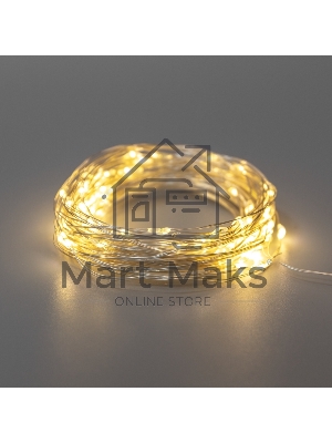 Гирлянда Neon-night Роса 10м, 100 LED, теплый белый, IP44, на батарейках 3хАА, с пультом 8 режимов