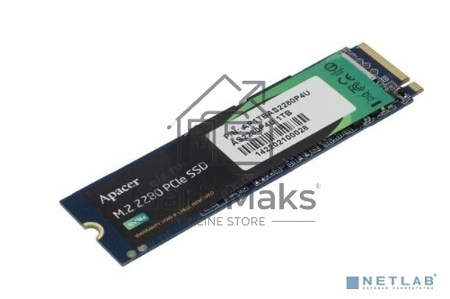 Накопитель SSD Apacer AS2280P4U, 1Tb, M.2 2280, PCIe 3.0 x4, NVMe, R/W 3500/3000