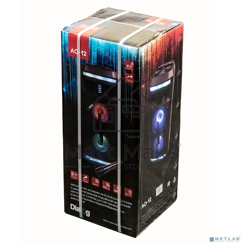 Караоке с микрофоном Dialog Oscar AO-12 1.0, 30W RMS, BT+FM+USB+SD+LED
