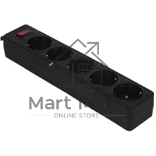 Сетевой фильтр Smartbuy SBSP-50-K One, 10А, 2 200 Вт, 5 розеток, длина 5,0 м, черный (SBSP-50-K)/35