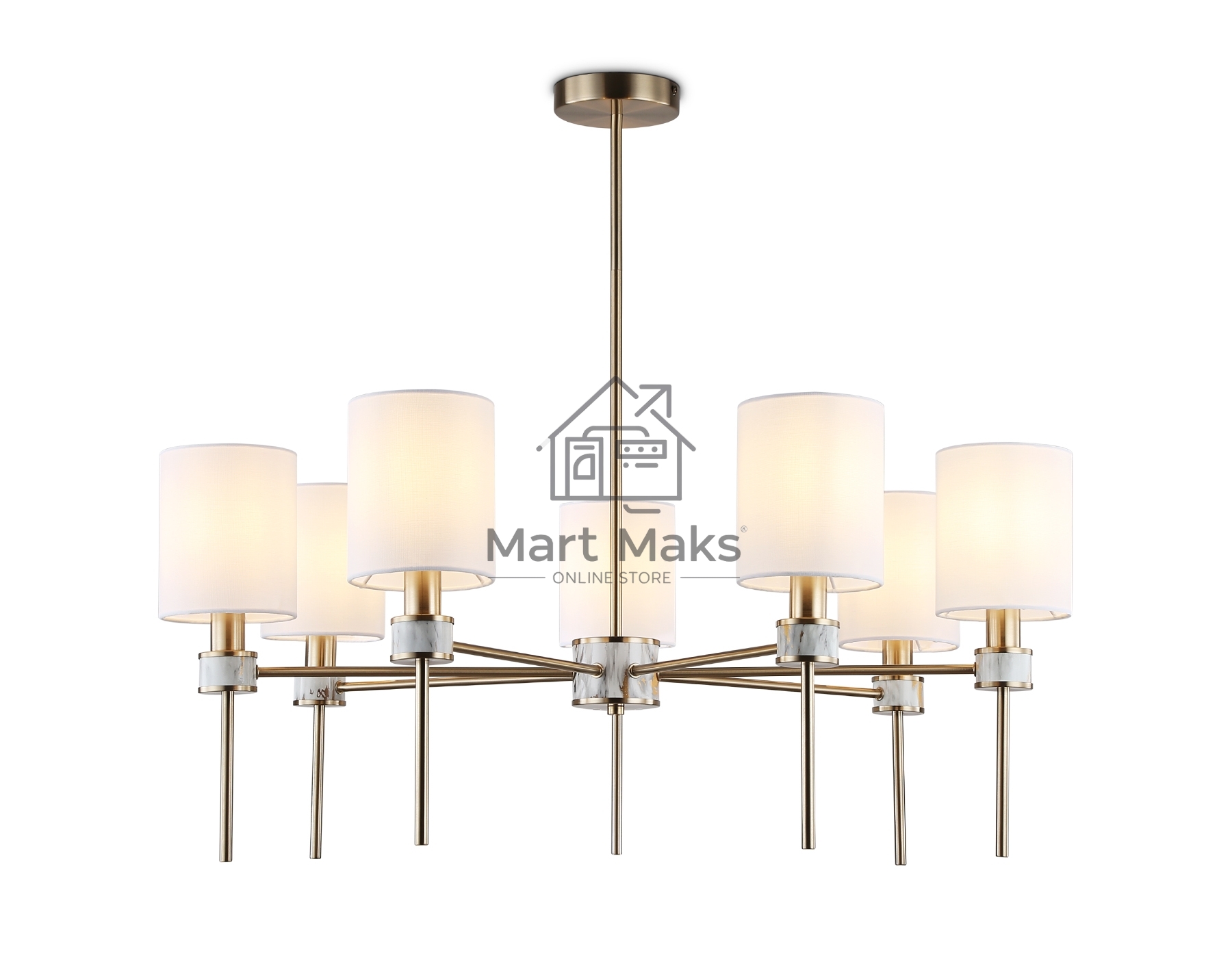 Люстра Ambrella light LH72373/7 DBS/WH темная латунь/белый E14/7 max 40W D840*720
