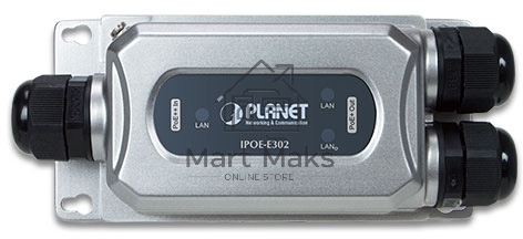 индустриальный PoE экстендер PLANET IPOE-E302 IP67-rated Industrial 1-Port 802.3bt PoE++ to 2-Port 802.3at PoE+ Extender (-40~75 degrees C, IK10 impact protection), 3 x waterproof cable glands included
