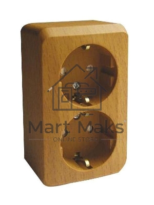 Розетка 2-м ОП Этюд Дача 16А защ. шторки с заземл. бук SchE PA16-008T