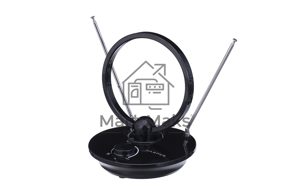 Телевизионная антенна Harper ADVB-2969 (комнатная, активная;DVB-T2; VHF / UHF (174–230 MHz, 470-862 MHz); 25 dB; 75 ; 3 dB; 1м)