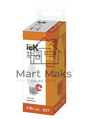 Лампа светодиодная LED 9Вт 230В 3000К E27 свеча LLE-C35-9-230-30-E27 IEK