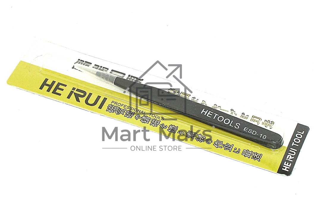 Пинцет HETOOLS ESD-10 прямой, черный 120мм