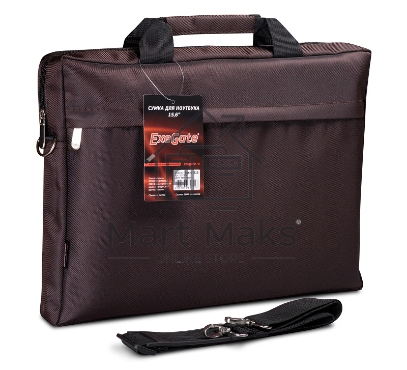 Сумка ExeGate EX212308RUS Start S15 Charcoal, темно-коричневая, полиэстер, для ноутбуков до 15.6