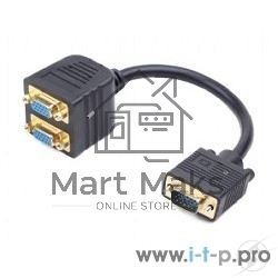 Разветвитель VGA Cablexpert CC-VGAX2-20CM, HD15M/2x15F, 1 компьютер - 2 монитора