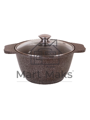 Кастрюля Kukmara 4л со стеклянной крышкой АП (кофейный мрамор) КМК42а