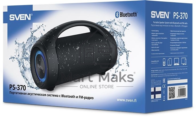 Колонка портативная Sven АС PS-370 черный 40W 2.0 BT
