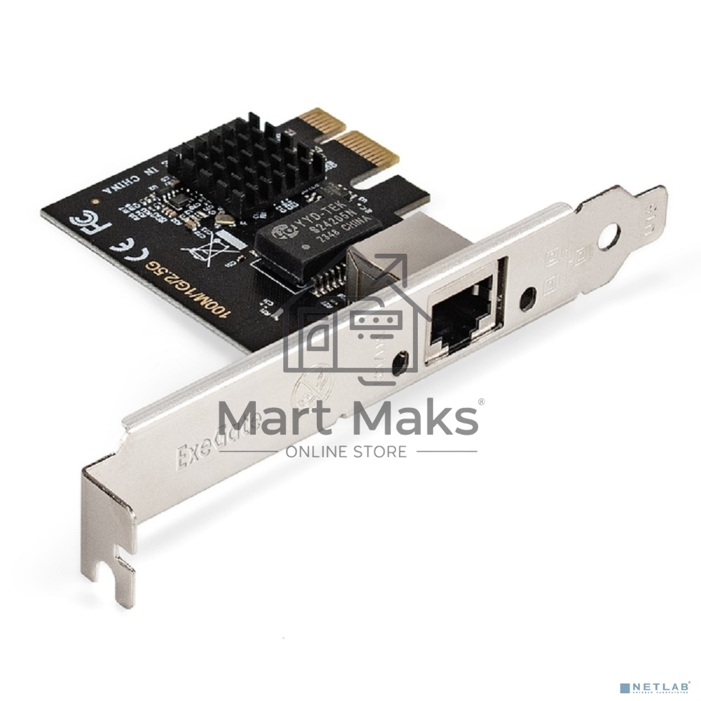 Сетевой адаптер ExeGate EXE-251 (PCI-E x1 v2.0, 1xRJ45, UTP 100Mbps/1000Mbps/2.5Gbps RTL8125B)