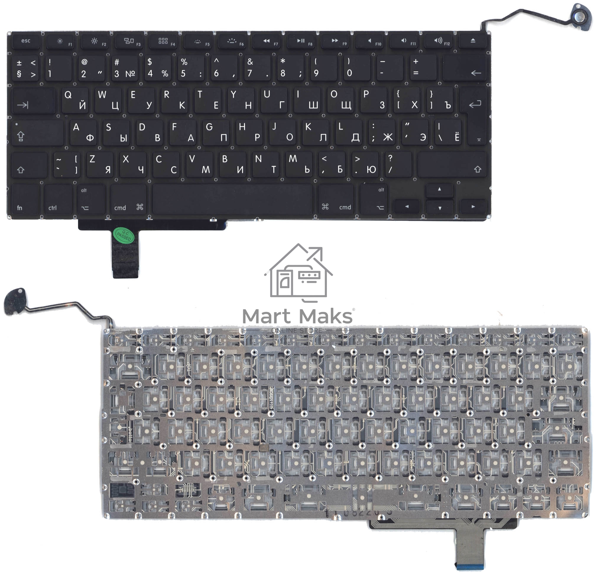 Клавиатура для ноутбука Macbook A1297 черная, большой Enter