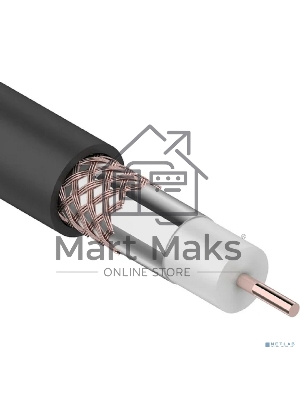 Кабель коаксиальный Rexant RG-6U+Cu, 75 Ом, Cu/Al/Cu, 64%, бухта 100 м, черный OUTDOOR