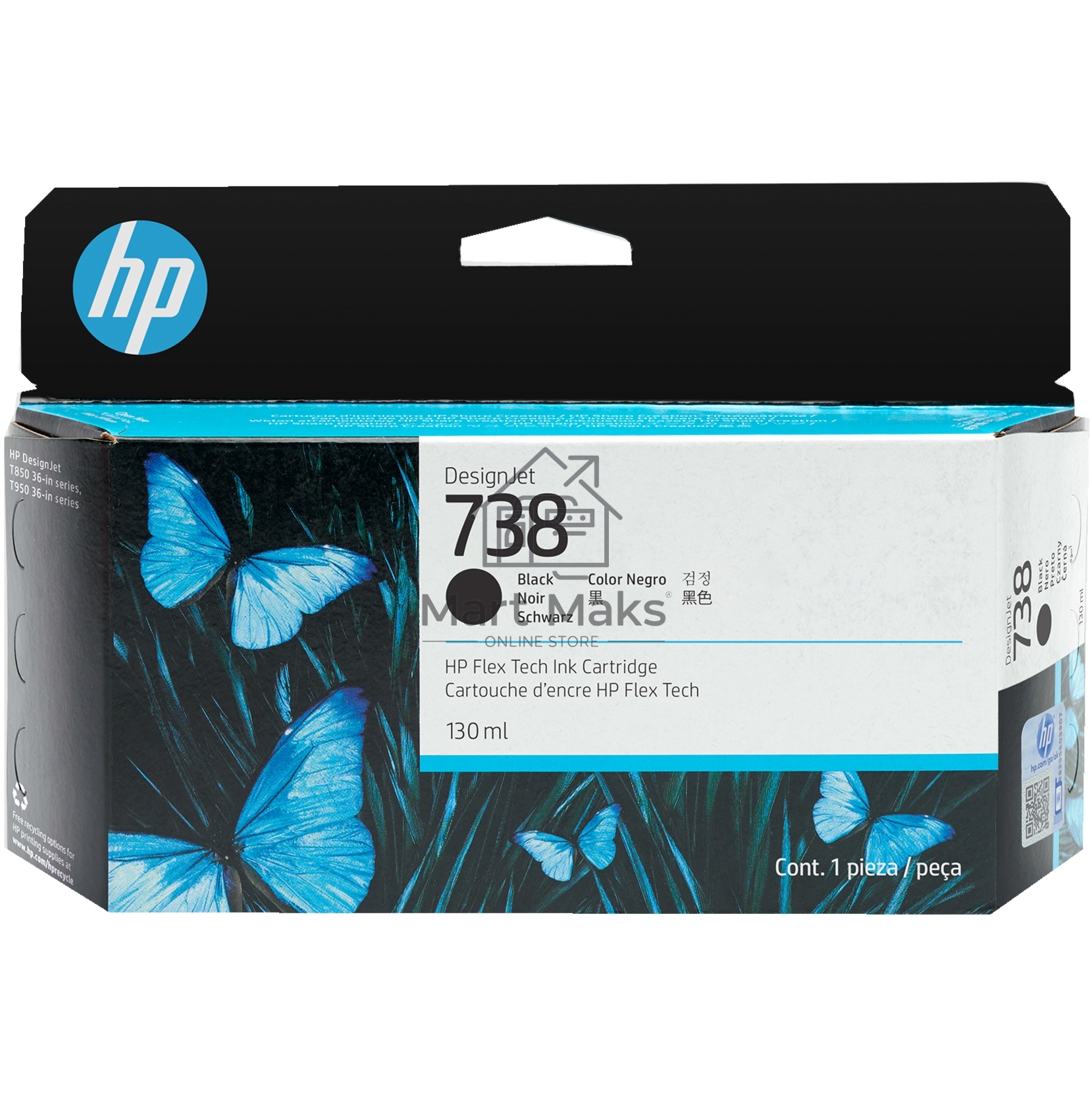 Картридж HP 738 для HP DesignJet T850, T950 MFP,Black, 130ml (ориг) 498N4A