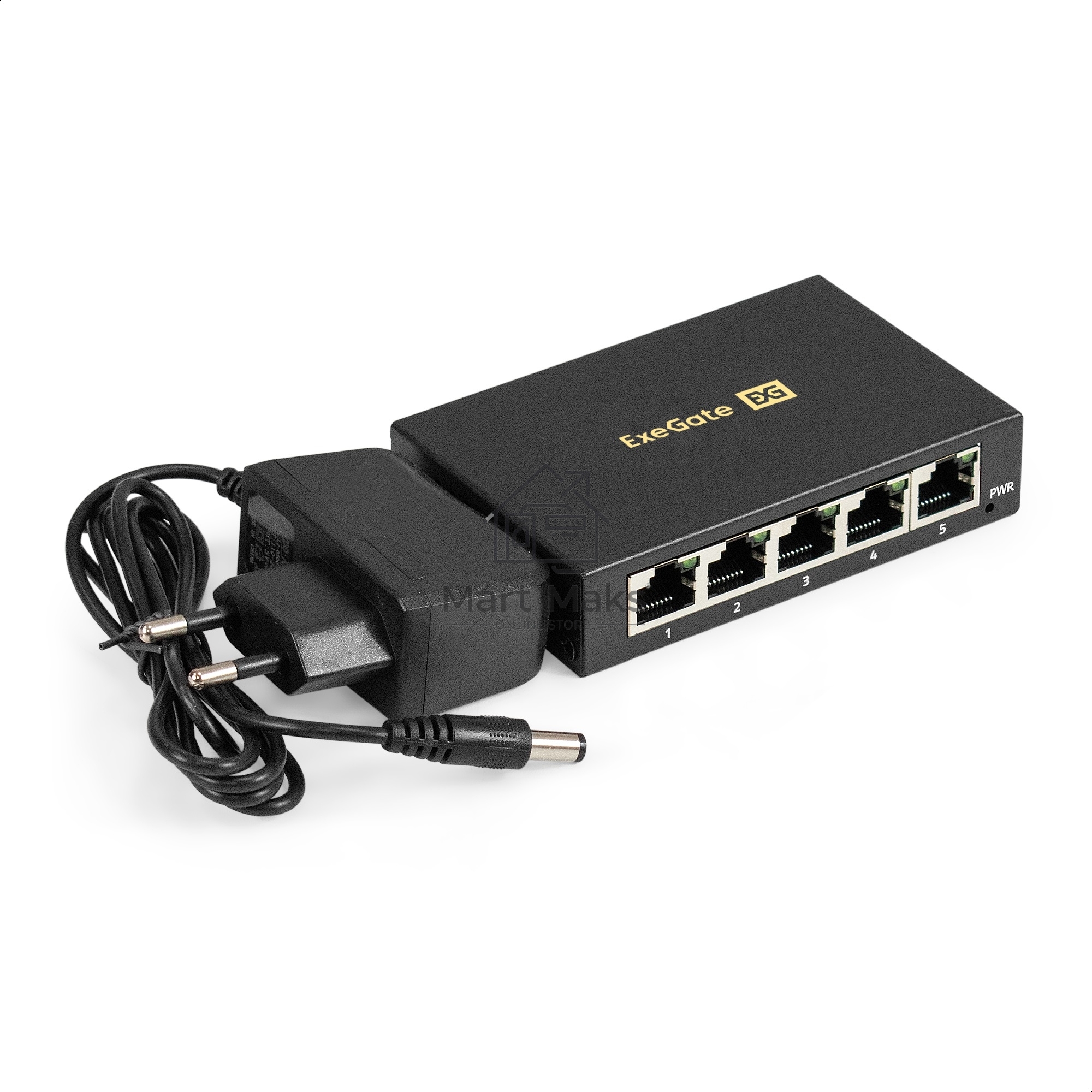 Коммутатор неуправляемый ExeGate EDGS-1005D (5-портовый гигабитный UTP 10/100/1000 Base-T, металлический корпус, с функцией энергосбережения (Green Ethernet Technology), настольный)