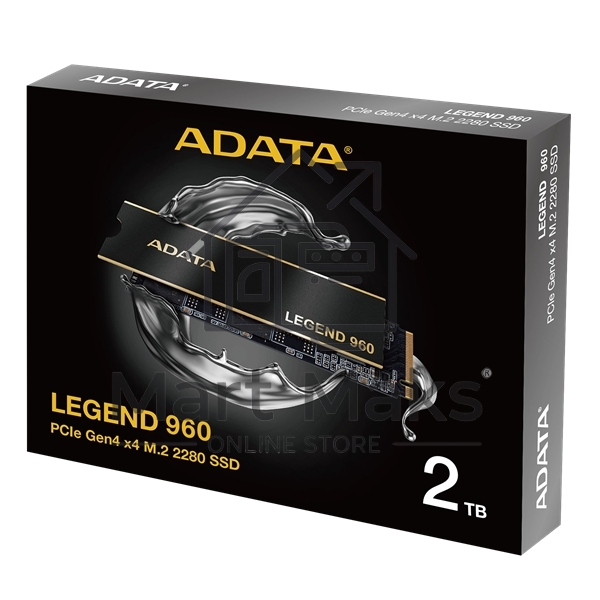 Накопитель SSD ADATA LEGEND 960, 2Tb, PCIe 4.0 x4, M.2 2280, NVMe, R/W 7400/6800, с радиатором