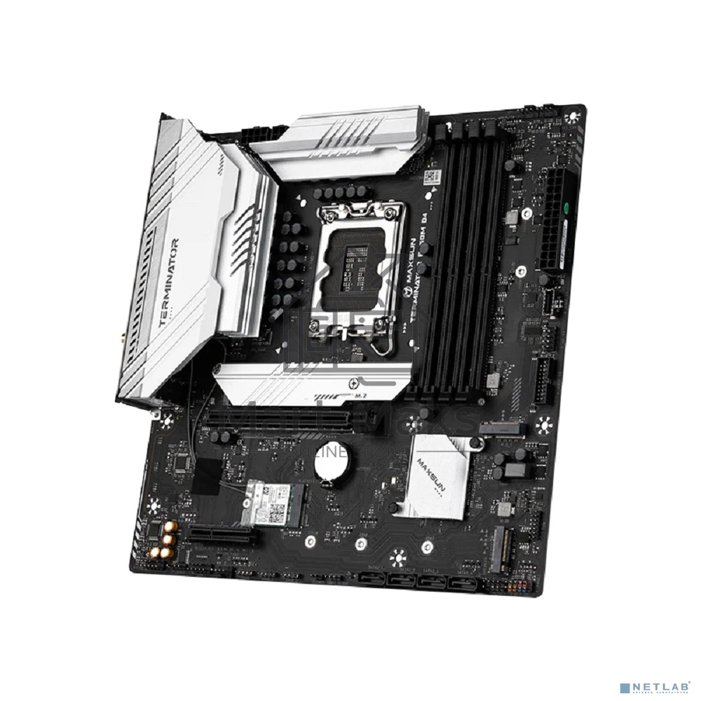 Материнская плата Maxsun MS-Terminator B760M D4 WIFI V2 (Socket 1700, mATX, 4*DDR4(128Gb), DP/HDMI, 4*SATA3, 3*M.2, 1*PCIEx16/1*PCIEx4, 4*USB2.0, 2*USB 3.2, LAN 1*2,5 G, Bluetooth, Wi-Fi 802.11ax, RTL)
