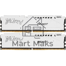 Оперативная память Kingston Fury Beast, DDR5, 32Gb (2x16 Gb), 5600 MHz, CL36, DIMM, радиатор, белый