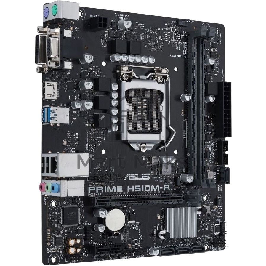 Материнская плата ASUS PRIME H510M-R-SI, LGA1200, Intel H510, 2xDDR4, 4xSATA, 1xPCIe 4.0 x16, 1xPCIe x1, 1xDVI-D, 1xHDMI, 1xVGA, 1x1Gb LAN, 2xUSB-A 5Gbps, 2xUSB-A, 3x3.5 мм, 7.1, PS/2, COM, LPT, mATX