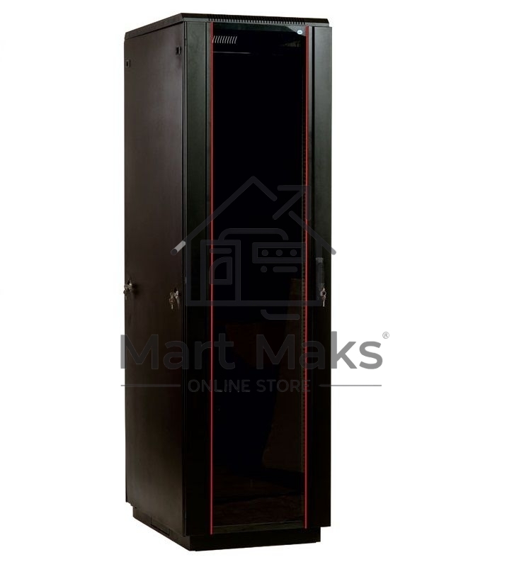 Шкаф телекоммуникационный напольный 42U (800x800) дверь стекло, цвет черный