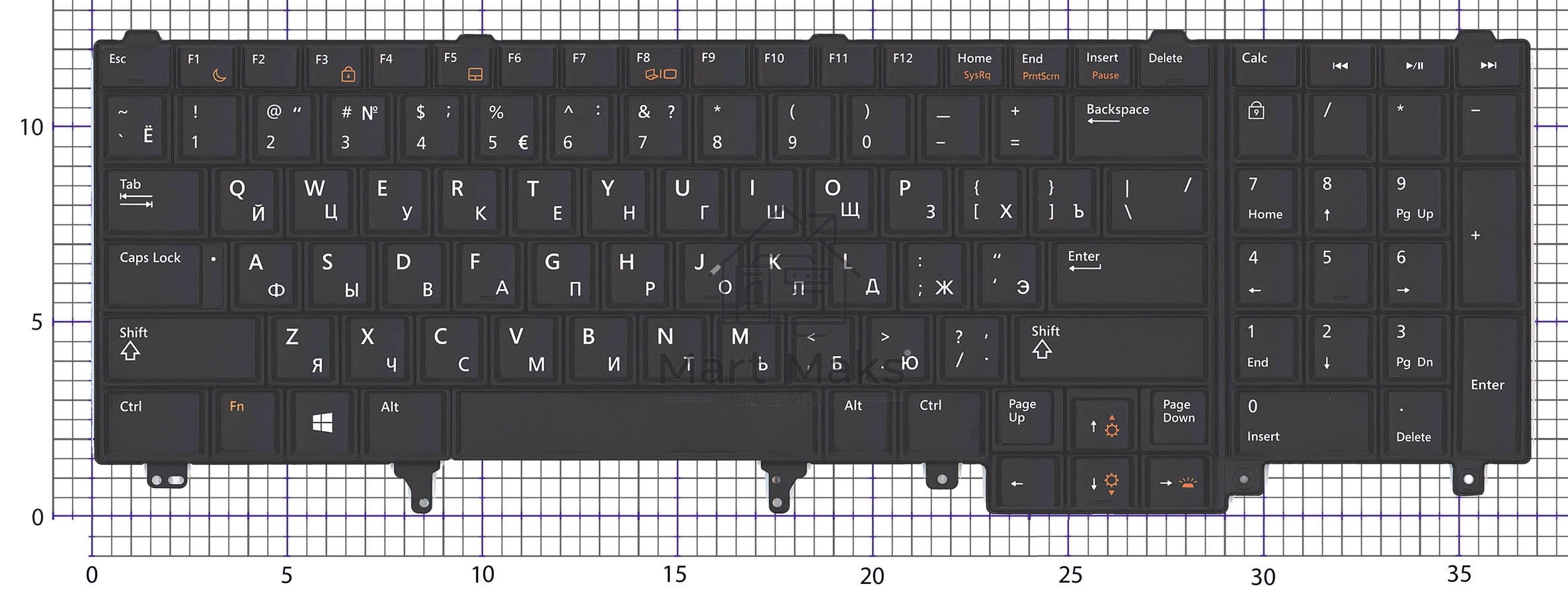 Клавиатура для ноутбука Dell Latitude E6520 E6530 E6540 черная с подсветкой