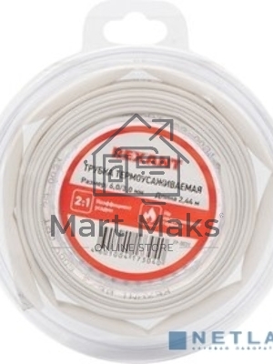 Трубка термоусаживаемая Rexant 6.0/3.0мм белый ролик 2.44м