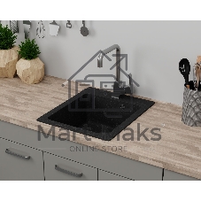 Мойка для кухни BAU Stil Black stone 42х50, выпуск с сифоном в комплекте, черный камень