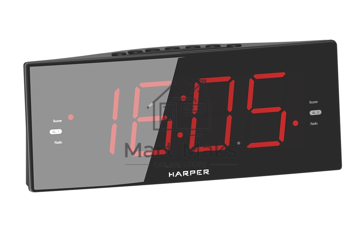 Радиобудильник Harper HCLK-2042, красная подсветка,черный
