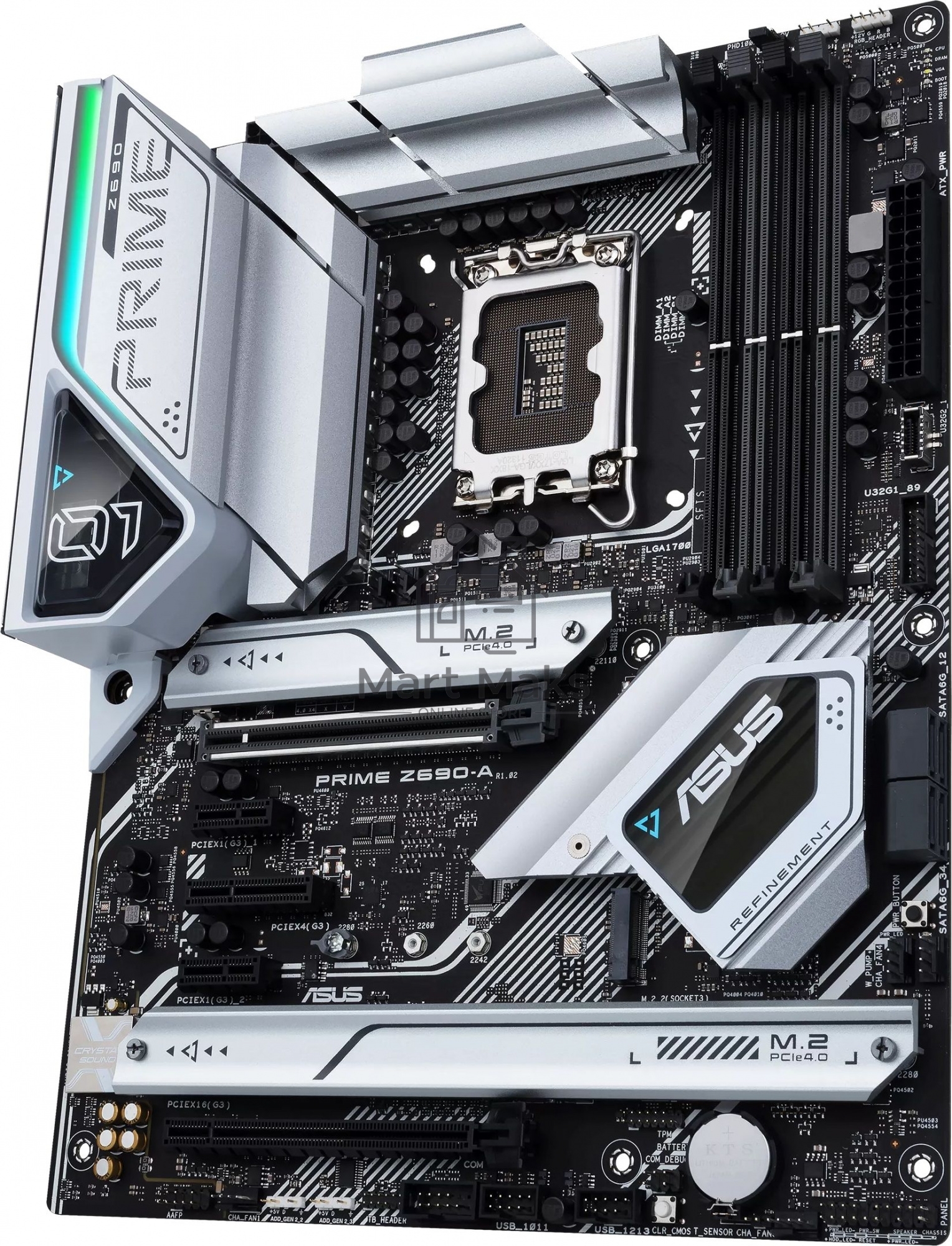 Материнская плата ASUS PRIME Z690-A, LGA1700, Z690, 4*DDR5, HDMI+DP, CrossFireX, SATA3 + RAID, Audio, Gb LAN, USB 3.2, COM*1 header (w/o cable), ATX ; 90MB18L0-M0EAY0