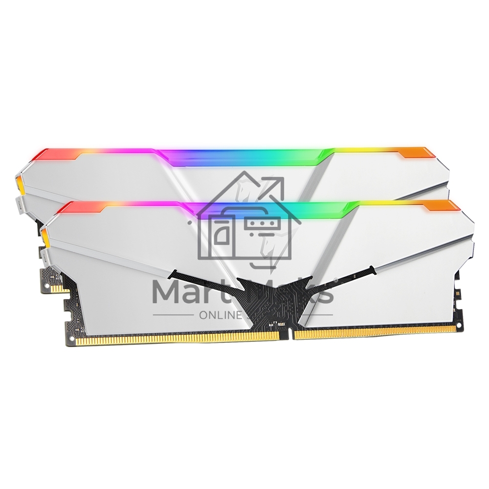 Оперативная память NETAC Shadow, DDR4, 16Gb (2x8Gb), 3200MHz, CL14, DIMM, с радиаторами, RGb, серебристый