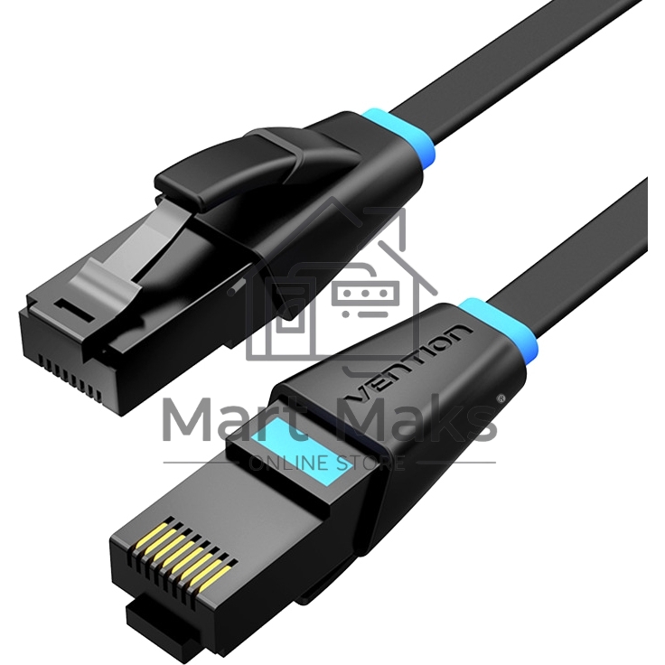 Патч-корд Vention прямой UTP cat.6, RJ45 - 1,5м. плоский черный