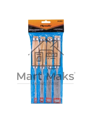 Набор долот-стамесок, 6-12-18-24 мм, плоских, деревянные рукоятки Sparta