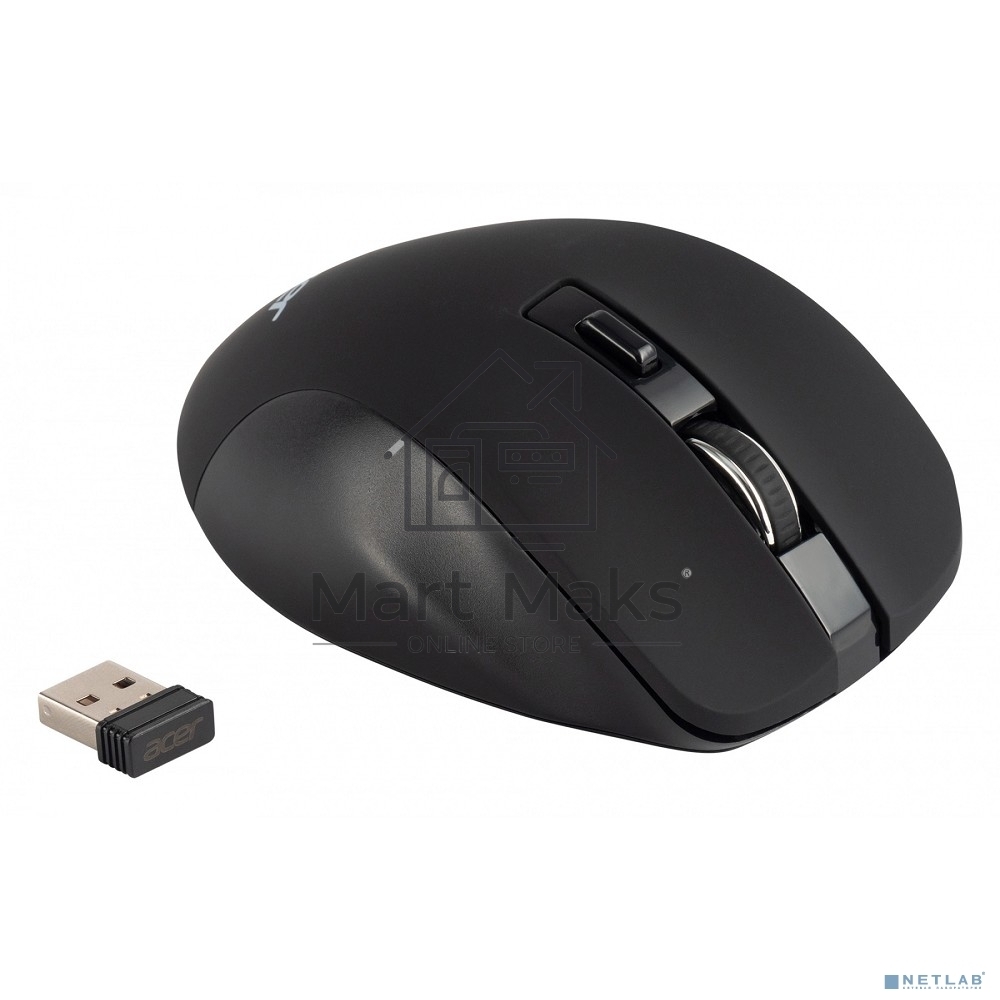 Мышь беспроводная Acer OMR140 черный, 1600 dpi, радиоканал, USB, кнопки - 6