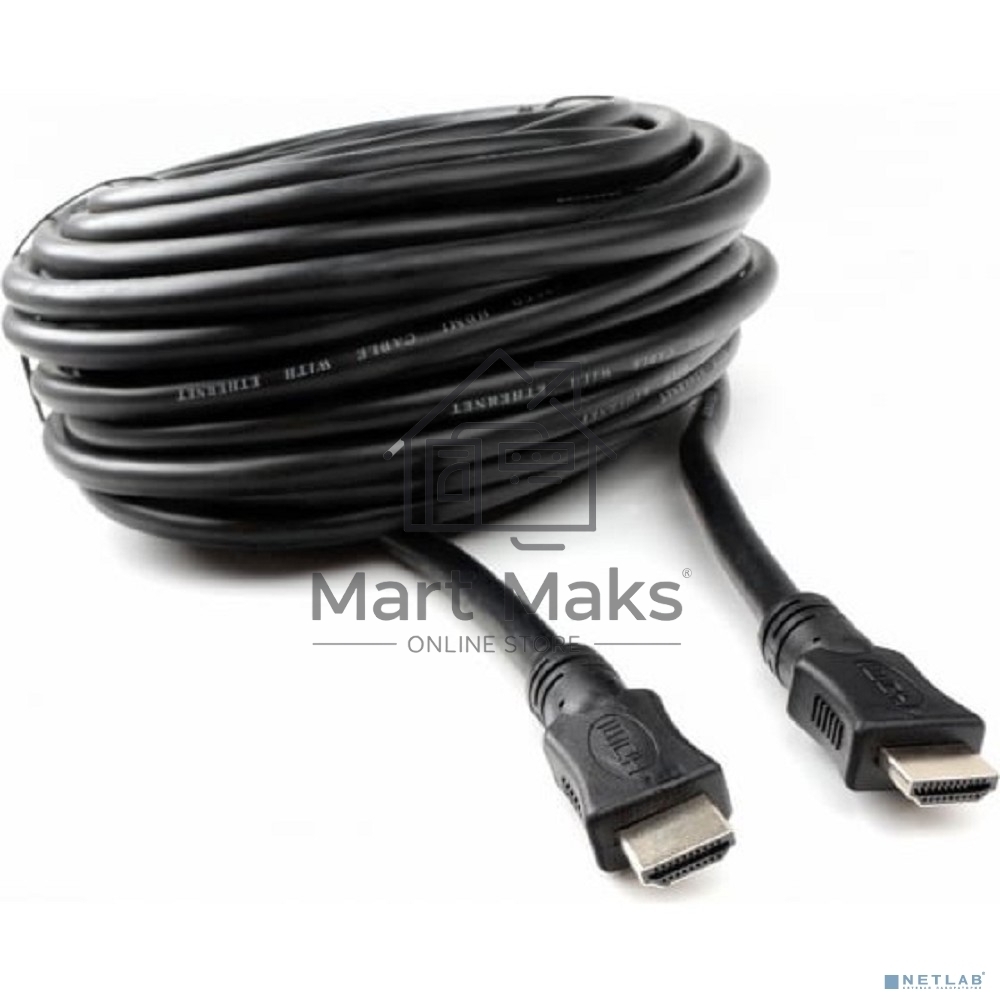 Кабель HDMI Cablexpert CC-HDMI4L-20M, 20м, v2.0, 19M/19M, серия Light, черный, позол.разъемы, экран, пакет