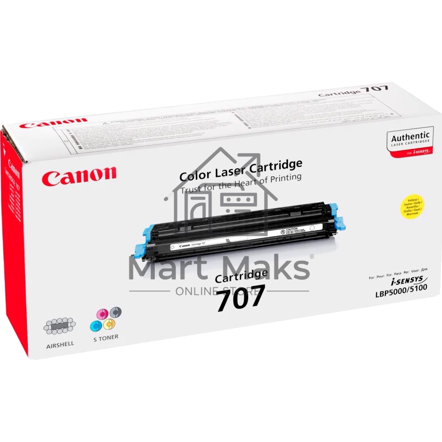 Картридж лазерный Canon 707Y (9421A004) желтый (2000 стр.) для LBP 5000/5100
