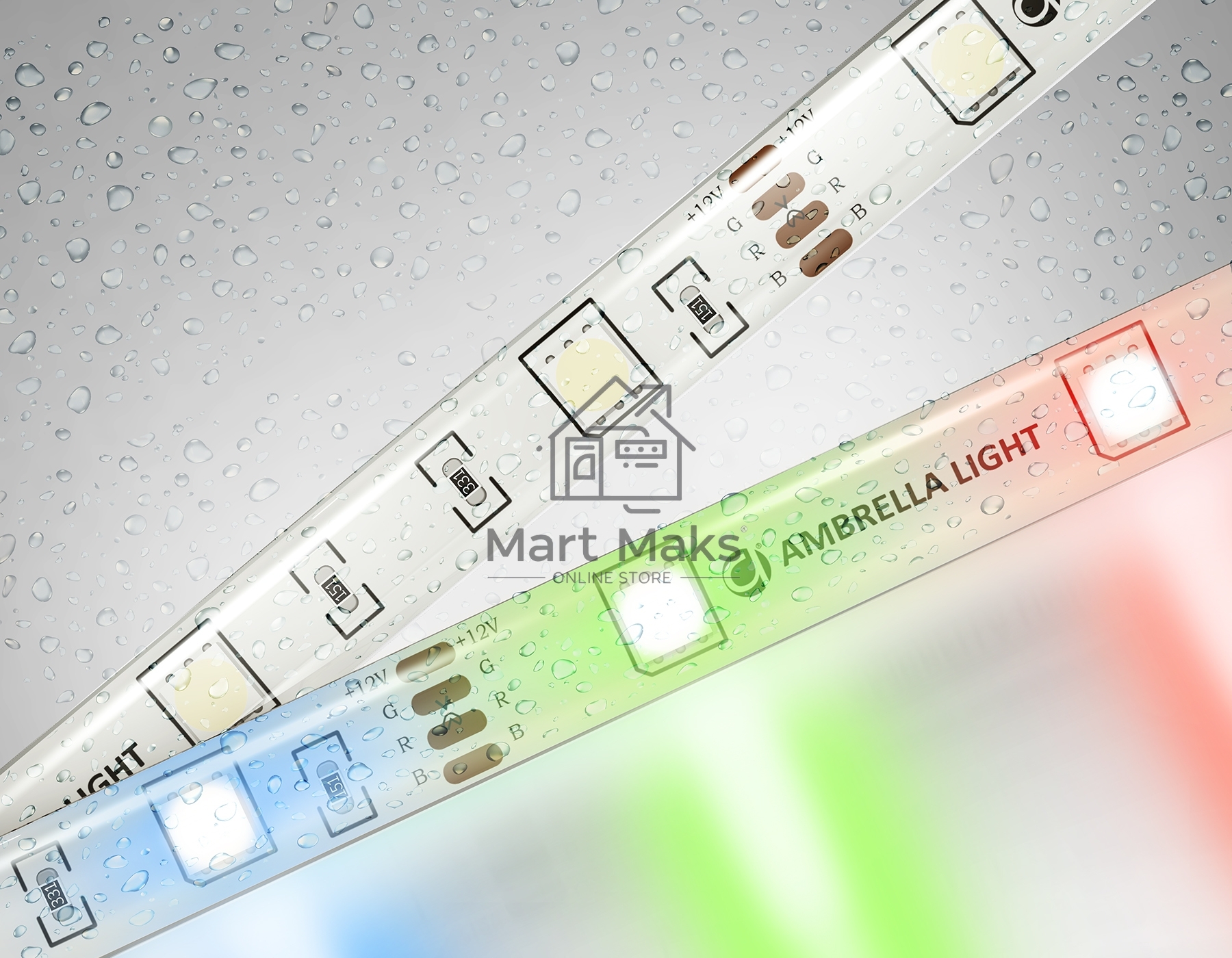 Светодиодная лента Ambrella light GS2301 5050 30Led/ 7.2W m/ 12V IP65 RGB/ 5000*10*2.87mm (4 конт.)
