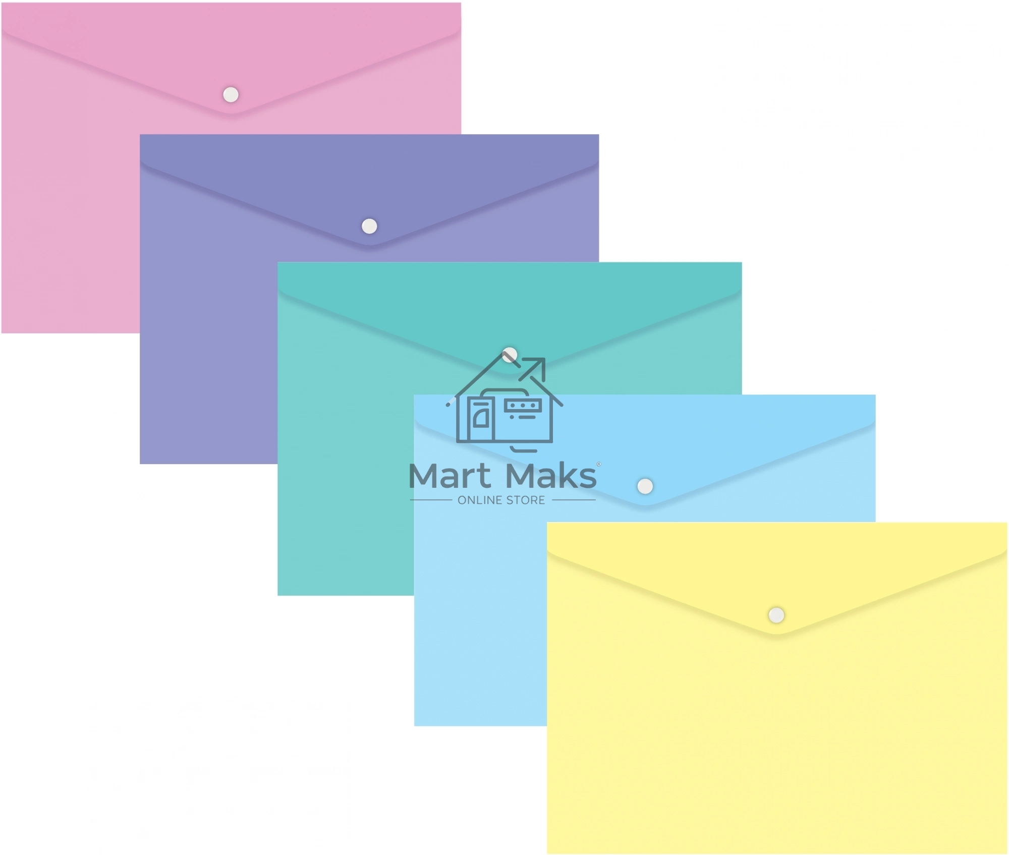 Конверт на кнопке Бюрократ Pastel PKPAST/YEL A4, пластик, 0.18мм, желтый