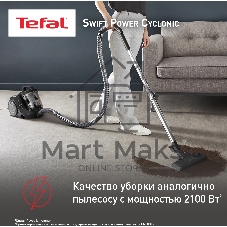 Пылесос Tefal TW2925EA черный, 750/2100 Вт, уборка сухая, пылесборник контейнер 1.2 л