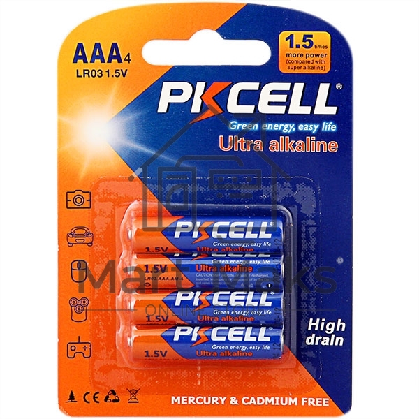 Щелочной/алкалиновый элемент питания PKCELL LR03-4B тип - AAА 4 шт в блистере