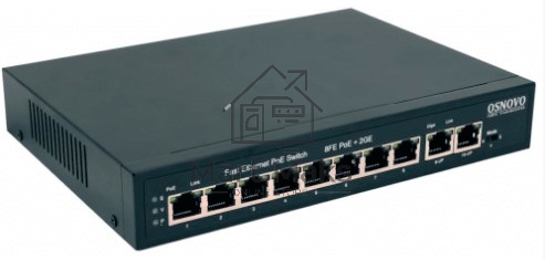 Коммутатор PoE OSNOVO SW-20820(120W), 8 x FE с поддержкой PoE (IEEE 802.3af/at), 2 x GE, до 30W на порт, суммарно до 115W