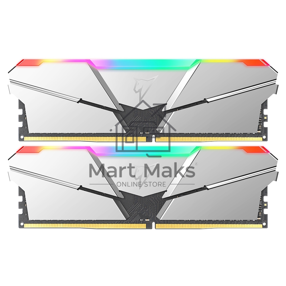 Оперативная память NETAC Shadow, DDR4, 16Gb (2x8Gb), 3200MHz, CL14, DIMM, с радиаторами, RGb, серебристый